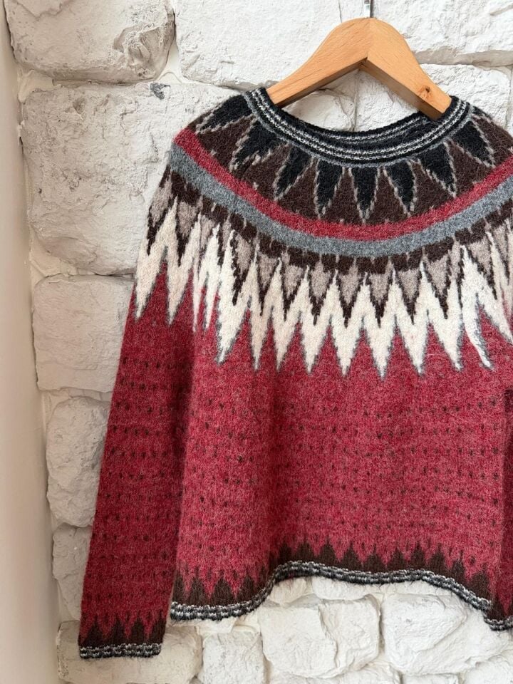 İSKANDİNAV DESEN KAZAK - BORDO