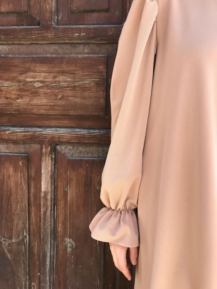 BALON KOLLU CAMEL ELBİSE