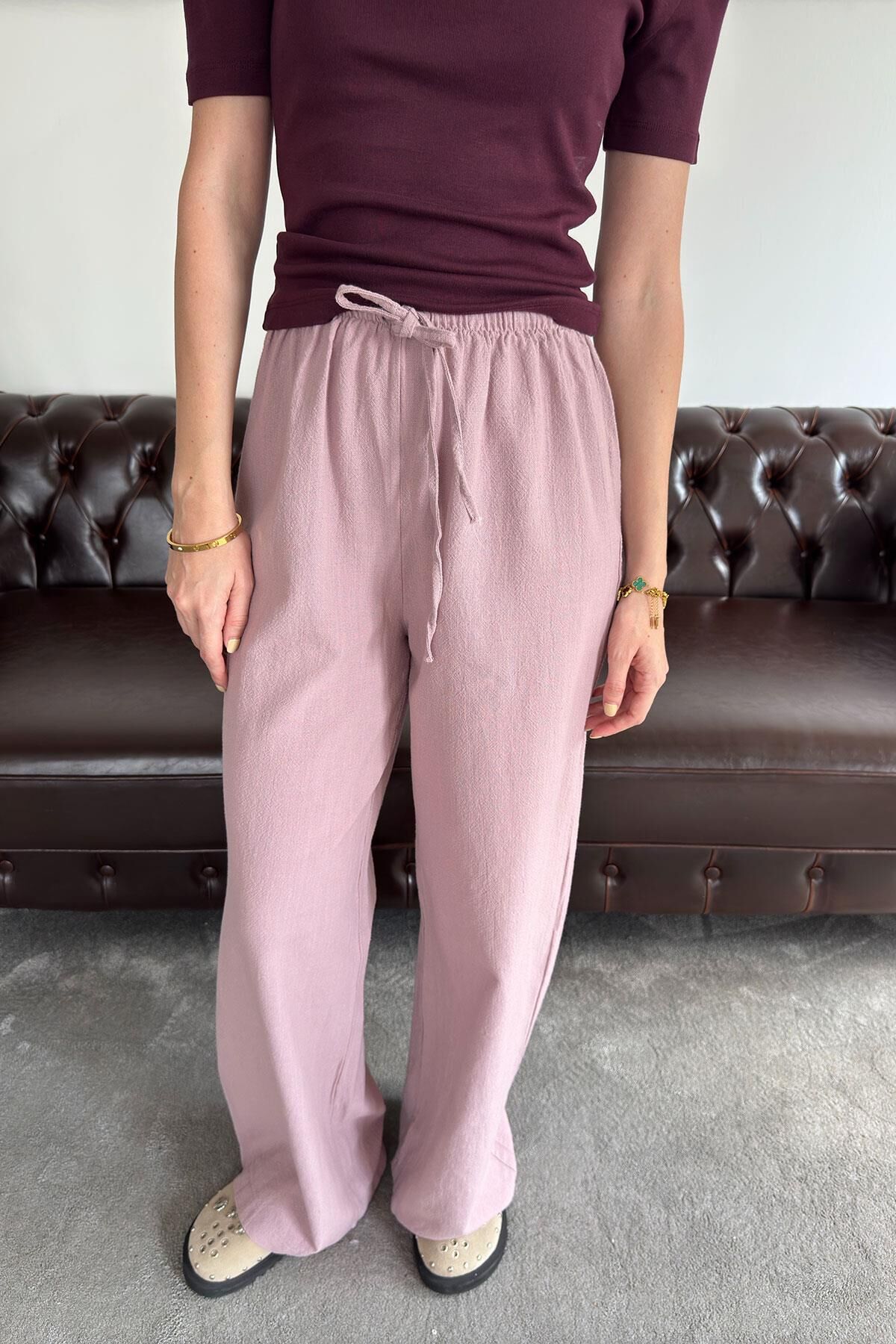 ÖZEL SERİ PREMIUM KETEN PANTOLON - GÜL KURUSU