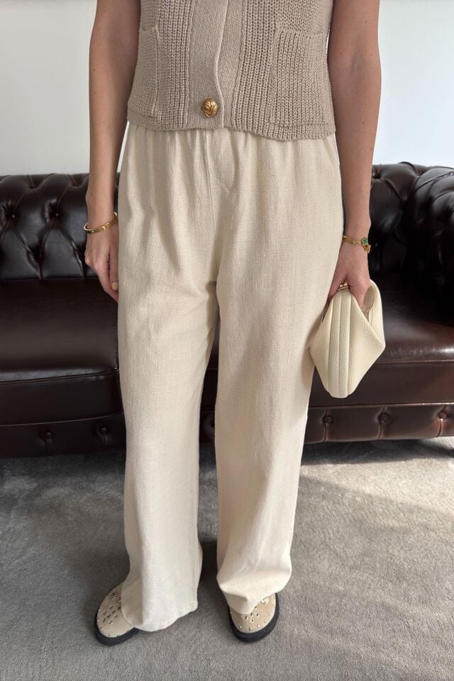 ÖZEL SERİ PREMIUM KETEN PANTOLON - TAŞ