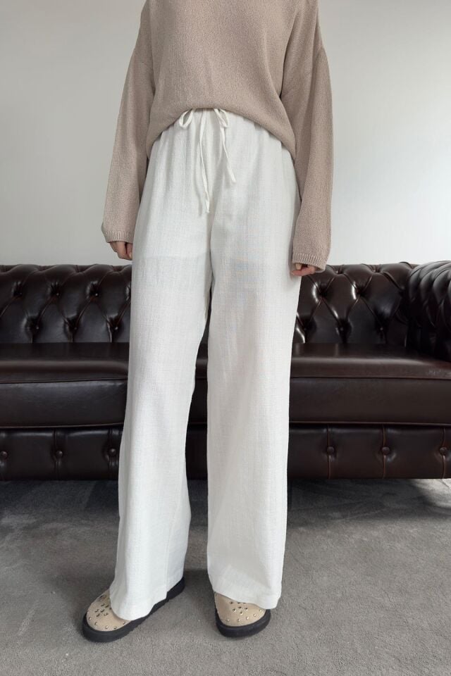 ÖZEL SERİ PREMIUM KETEN PANTOLON - BEYAZ