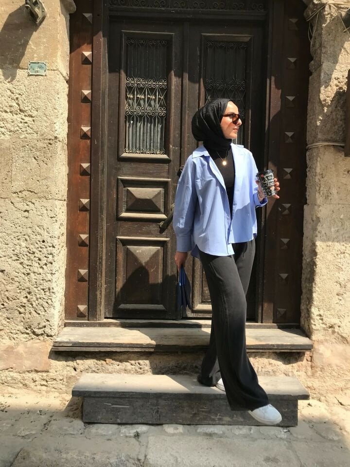 VİSKON PALAZZO PANTOLON SİYAH