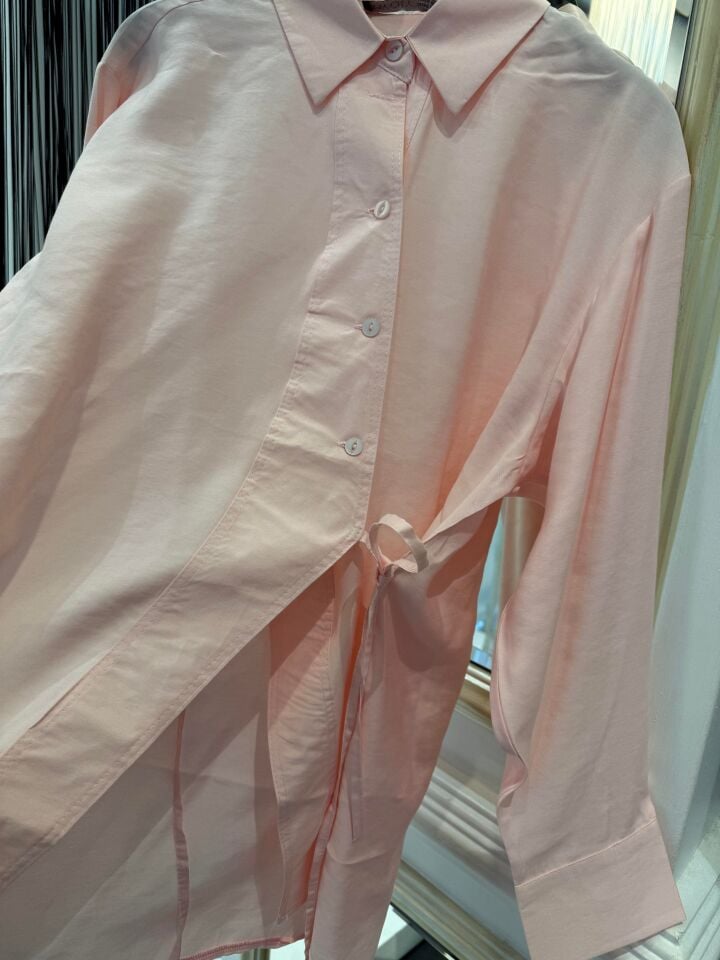 YANDAN BAĞLAMALI GÖMLEK - PEMBE