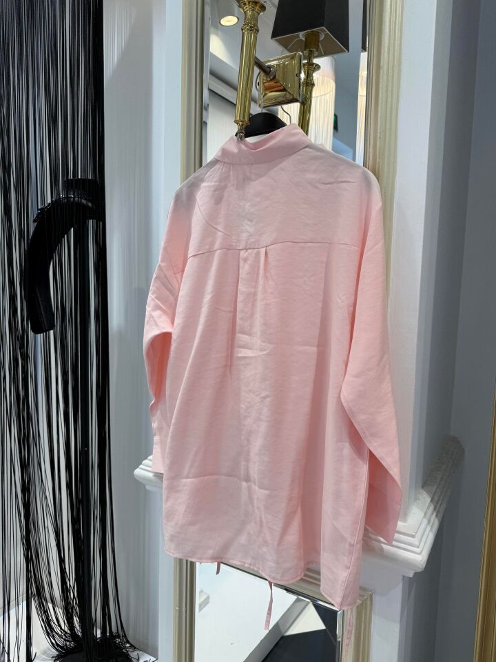 YANDAN BAĞLAMALI GÖMLEK - PEMBE