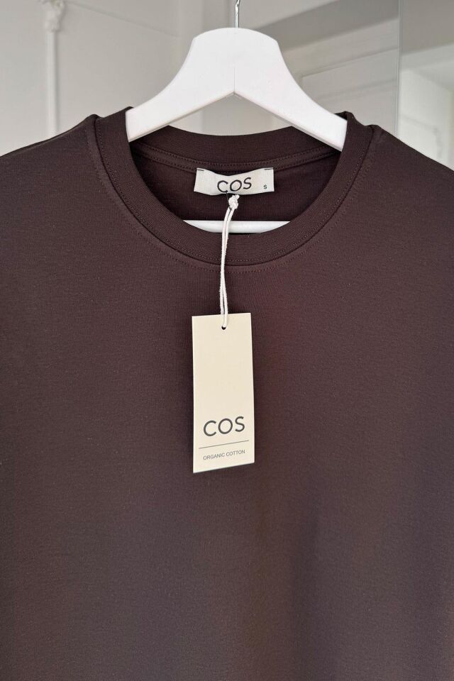 KISA KOL ORİJİNAL BASIC T-SHIRT - KAHVERENGİ