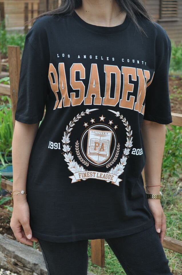 SİYAH BASKILI YAZILI T-SHIRT
