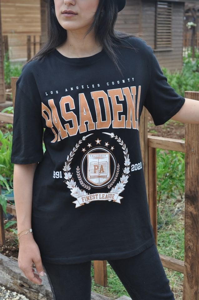 SİYAH BASKILI YAZILI T-SHIRT