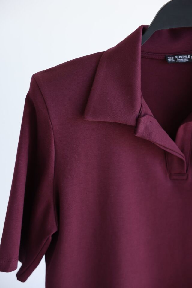 OMUZU VATKALI POLA YAKA T-SHIRT - BORDO