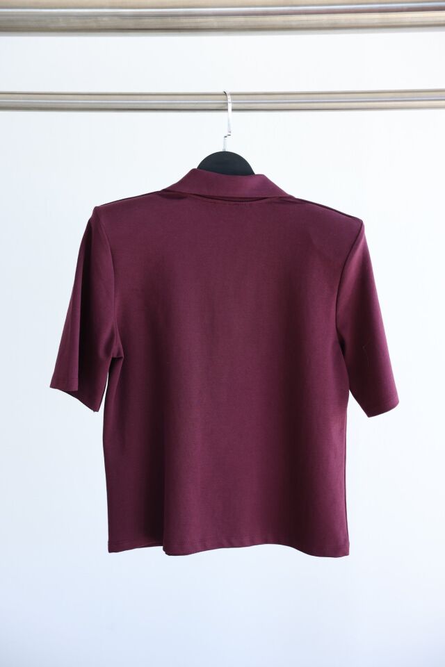 OMUZU VATKALI POLA YAKA T-SHIRT - BORDO