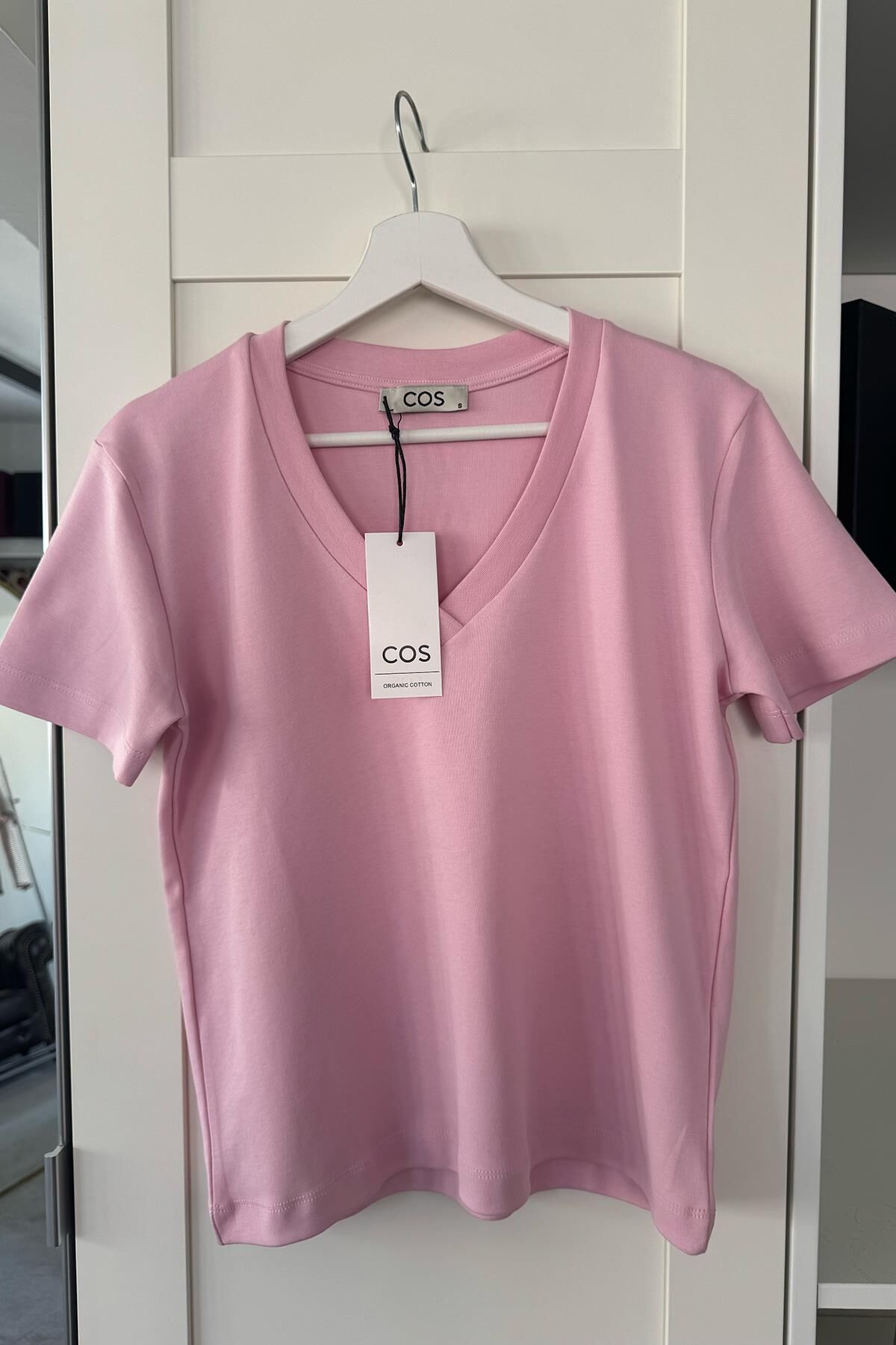 V YAKA PREMIUM T-SHIRT-  PEMBE