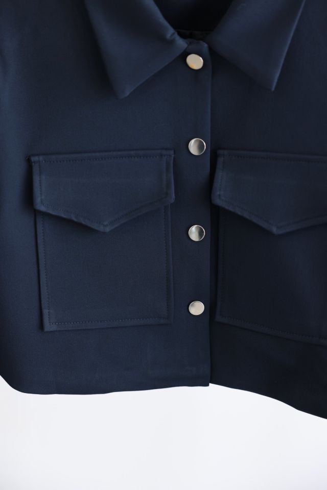 KARGO CEPLİ CROP CEKET- LACİVERT