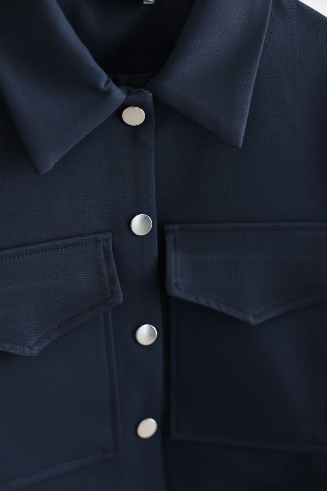 KARGO CEPLİ CROP CEKET- LACİVERT