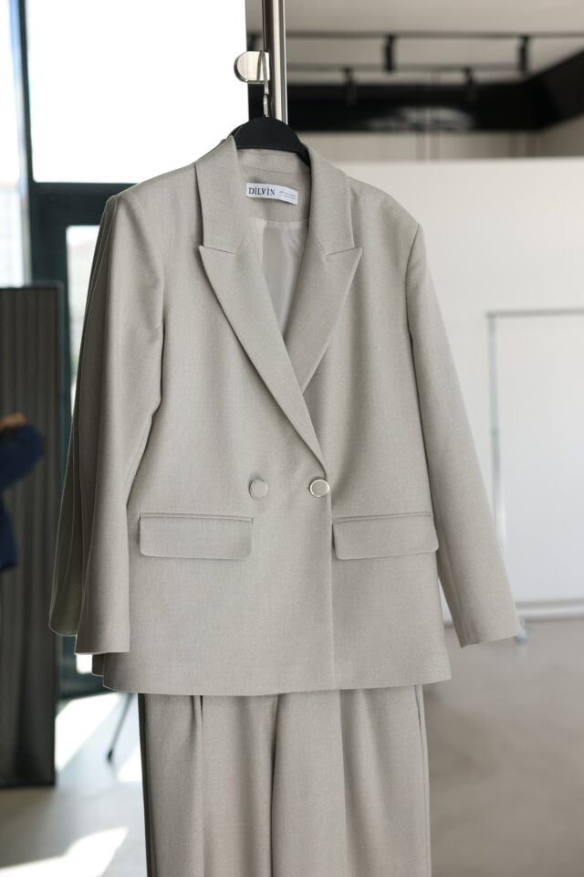 DÜĞMELİ SİMLİ BLAZER CEKET - BEJ