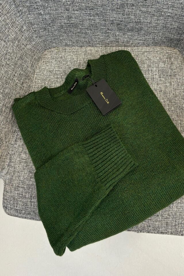 BİSİKLET YAKA BASIC ORİJİNAL KAZAK -  YEŞİL