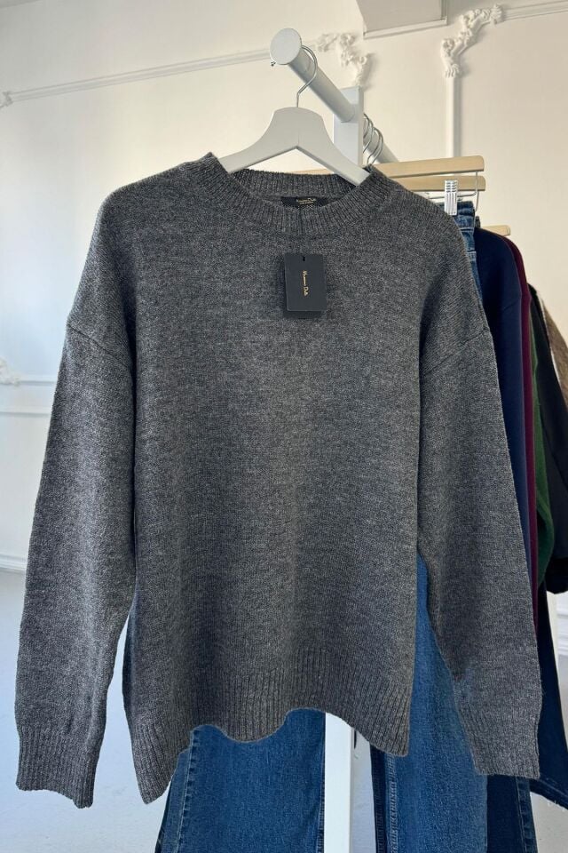 BİSİKLET YAKA BASIC ORİJİNAL KAZAK -ANTRASİT