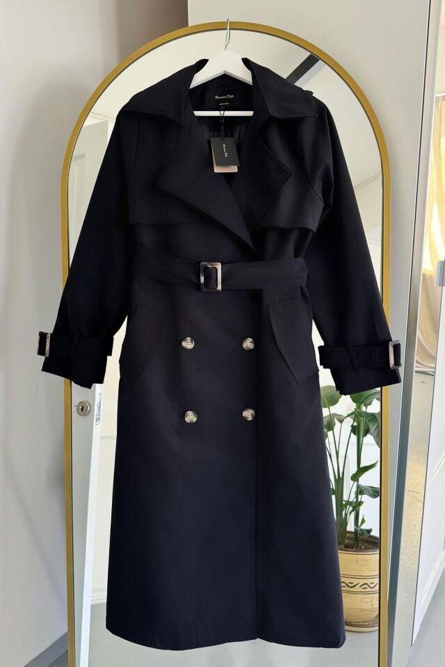 KRUVAZE YAKA ORJ. TRENÇKOT - SİYAH