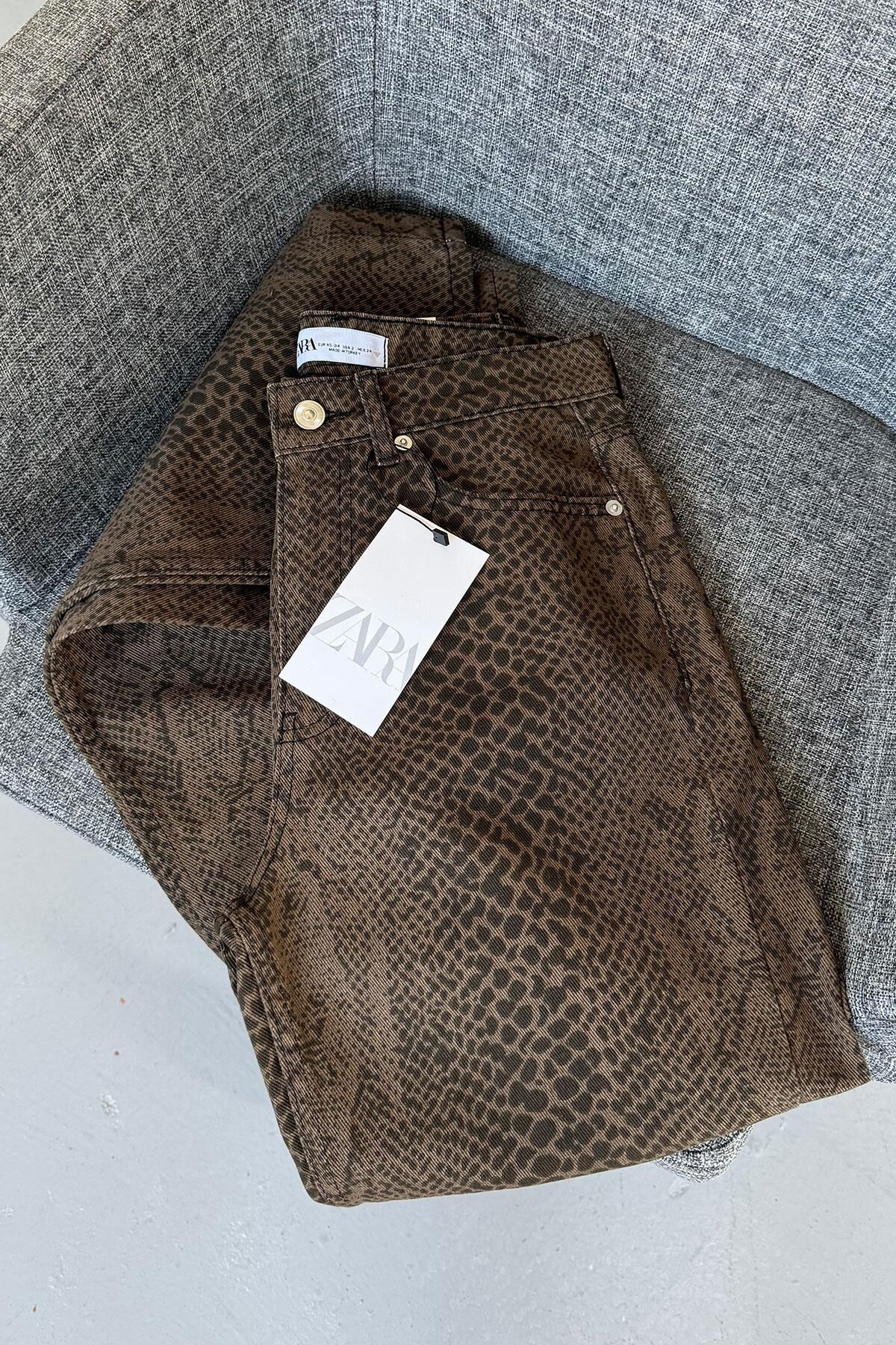 PREMIUM ORJ LEOPAR PANTOLON - KAHVERENGİ