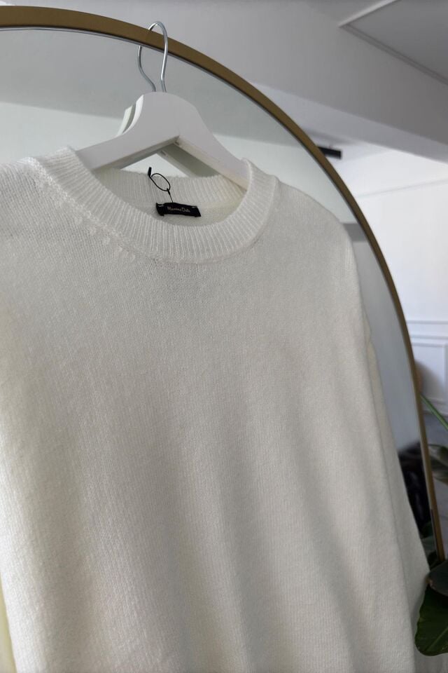 BİSİKLET YAKA BASIC ORİJİNAL KAZAK - BEYAZ