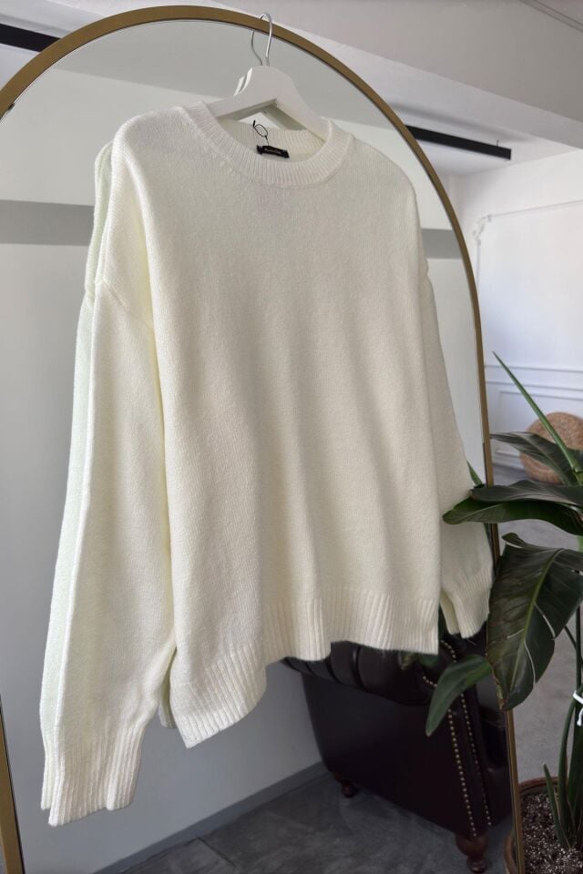 BİSİKLET YAKA BASIC ORİJİNAL KAZAK - BEYAZ