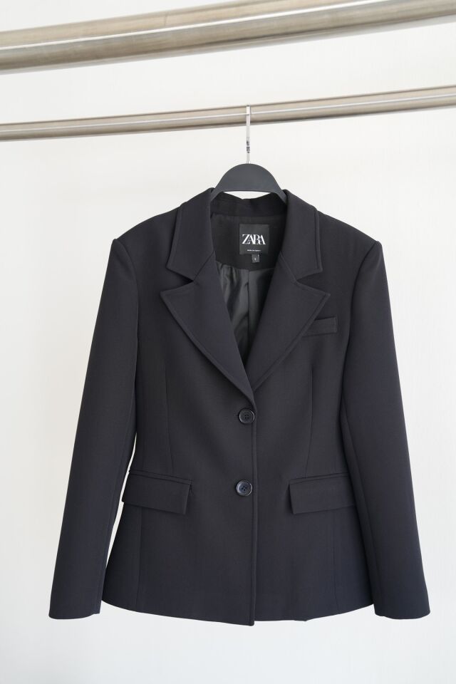 TOK DOKU BLAZER CEKET MİNİ ETEK - SİYAH