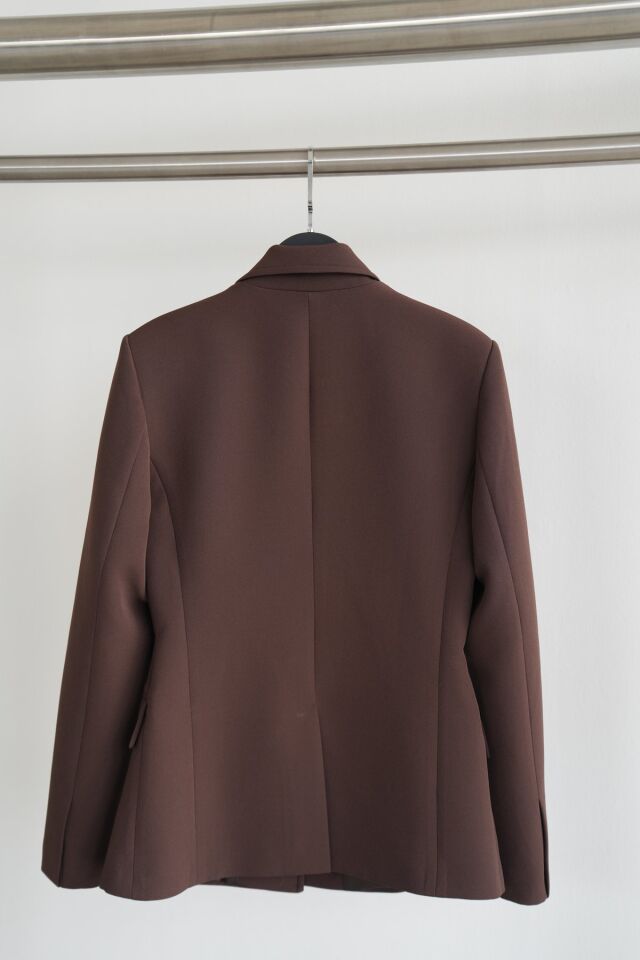 TOK DOKU BLAZER CEKET MİNİ ETEK - KAHVERENGİ