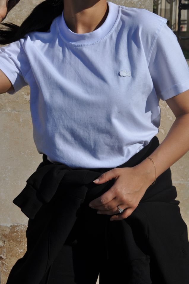 BEYAZ BİSİKLET YAKA TSHİRT UNİSEX