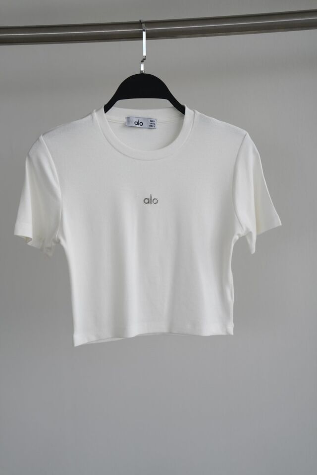 BASIC CROP T-SHIRT - BEYAZ