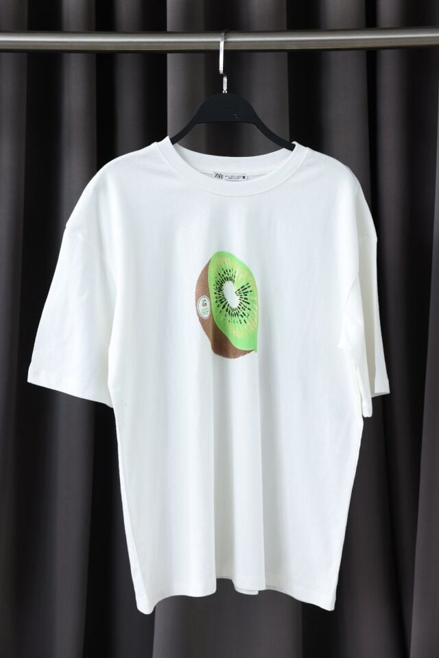 KİVİ BASKILI OVERSIZE T-SHIRT