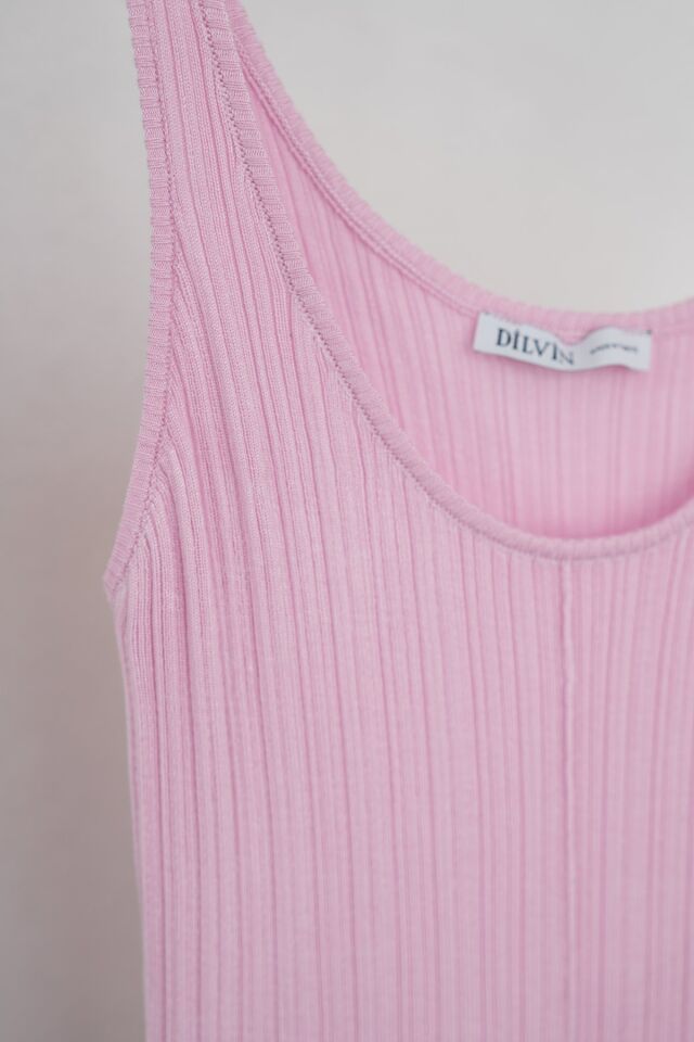 KENDİNDEN FİTİLLİ ASKILI BLUZ - PEMBE