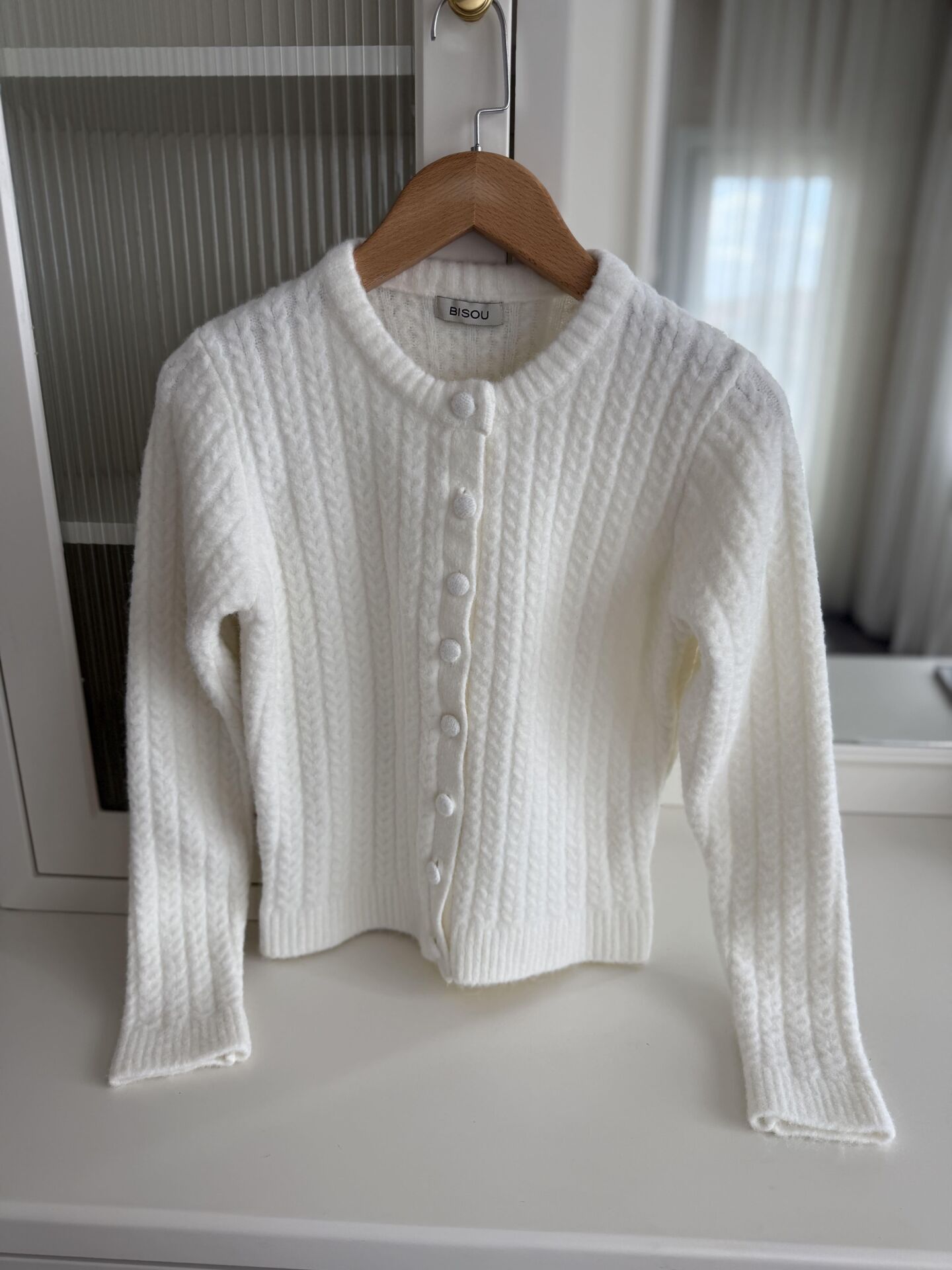 SAÇ ÖRGÜLÜ TRİKO HIRKA - EKRU