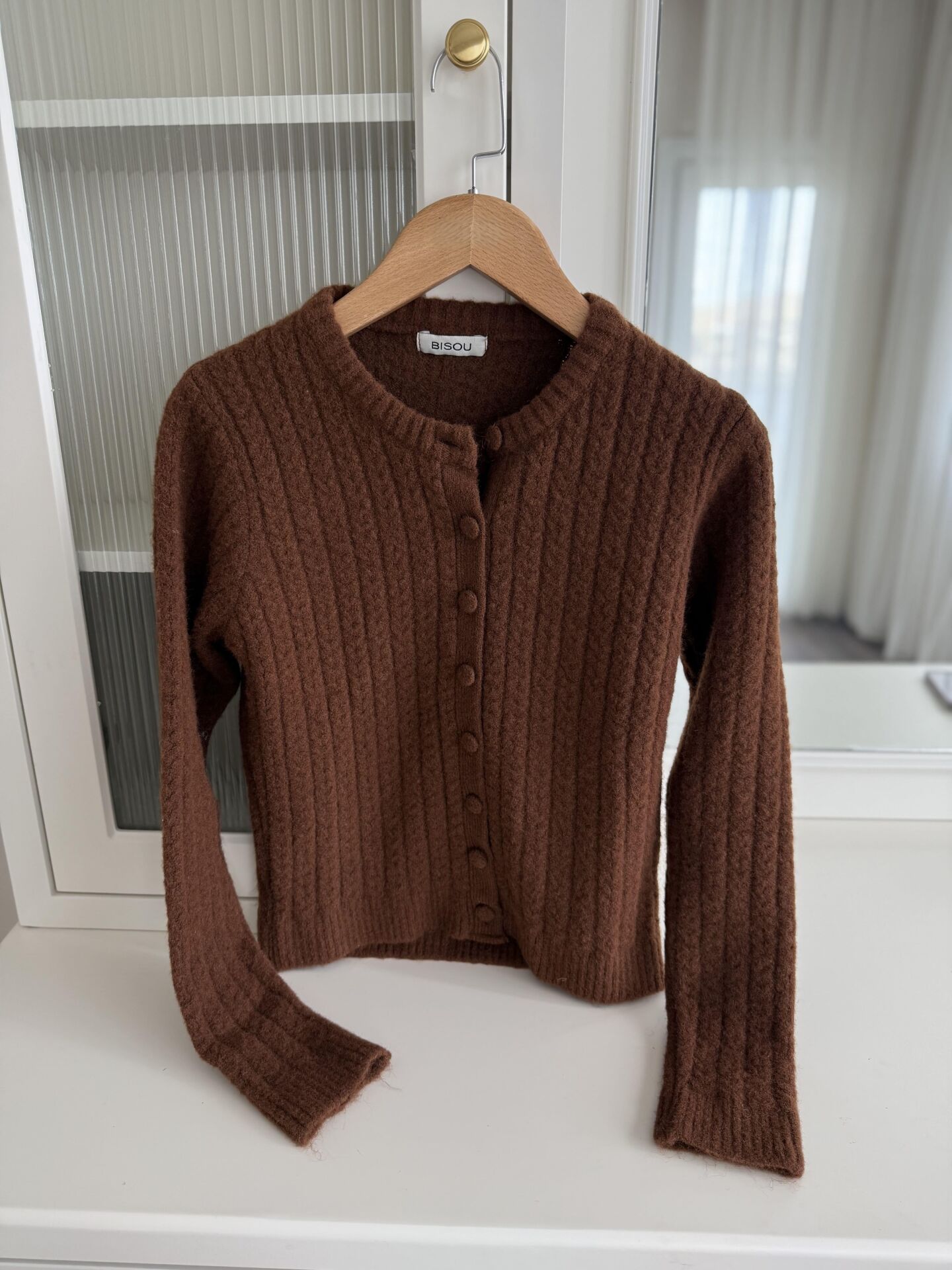 SAÇ ÖRGÜLÜ TRİKO HIRKA - KAHVERENGİ