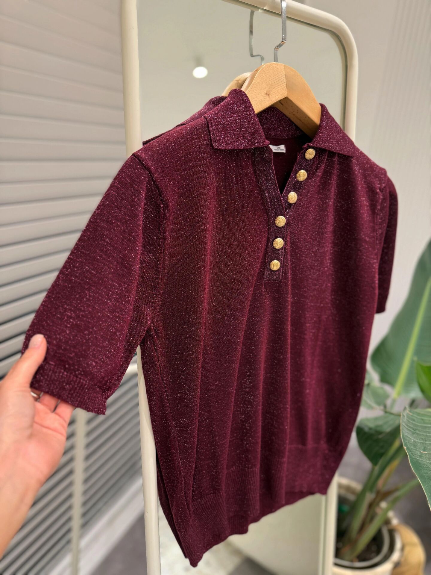 POLO YAKA PARILTILI TRİKO - BORDO