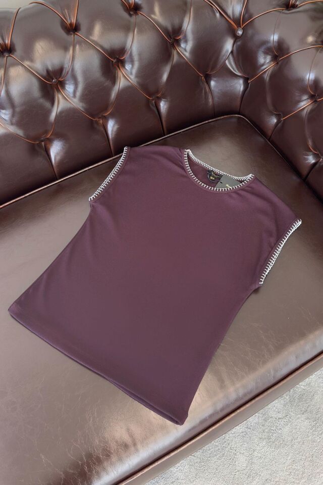 DİKİŞ BİYELİ PREMIUM ORİJİNAL  T-SHIRT - BORDO