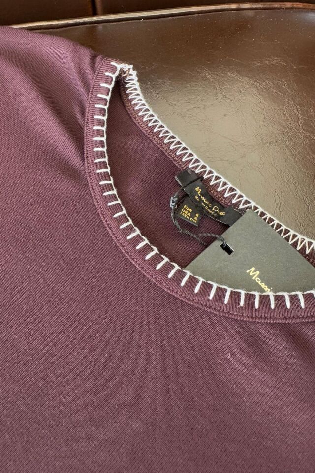 DİKİŞ BİYELİ PREMIUM ORİJİNAL  T-SHIRT - BORDO