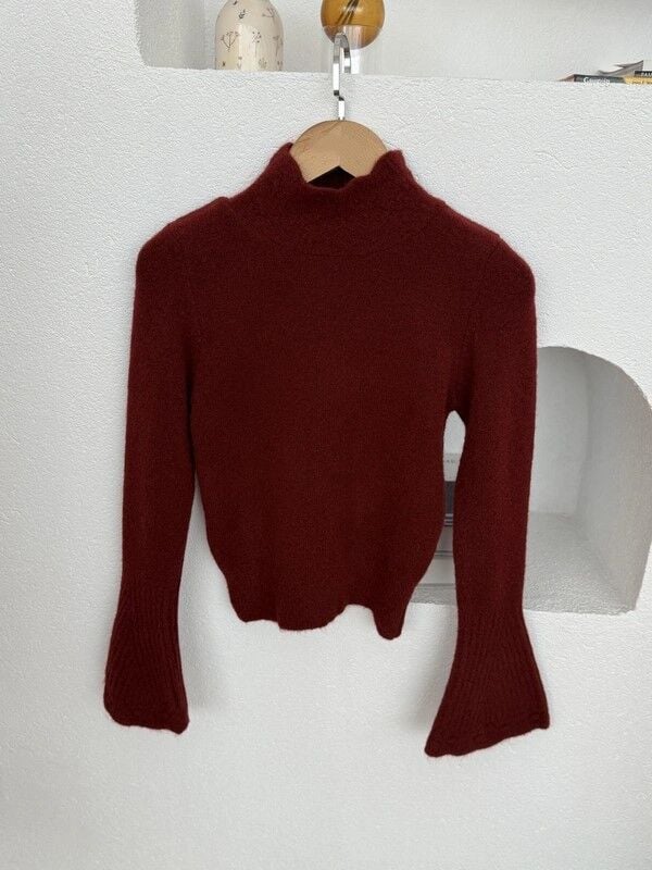 YAKASI AJURLU İSPANYOL KOL TRİKO - BORDO