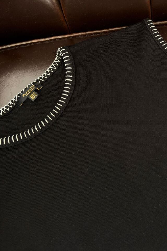 DİKİŞ BİYELİ PREMIUM ORİJİNAL T-SHIRT - SİYAH