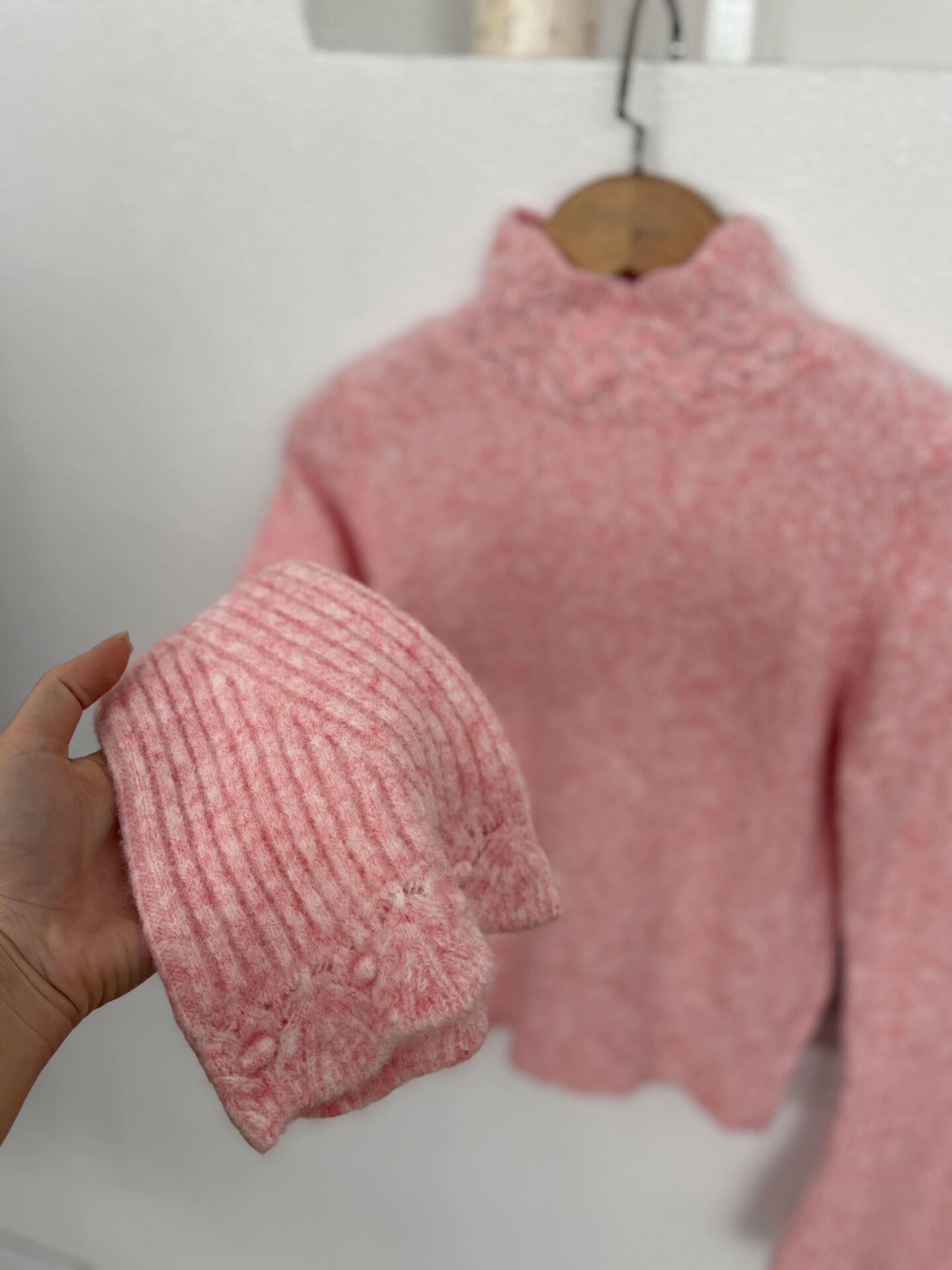 YAKASI AJURLU İSPANYOL KOL TRİKO - PEMBE