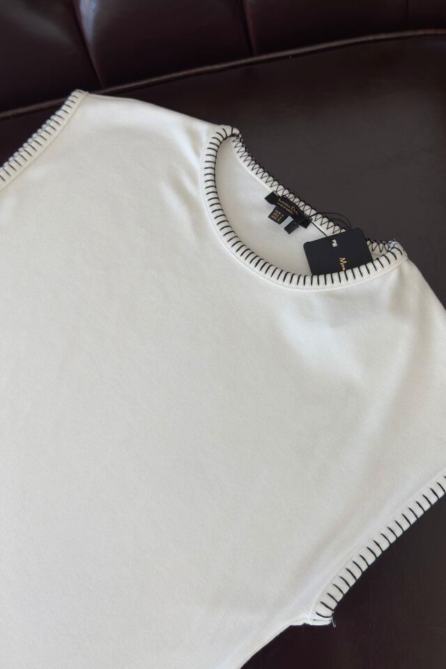 DİKİŞ BİYELİ PREMIUM ORİJİNAL T-SHIRT - BEYAZ