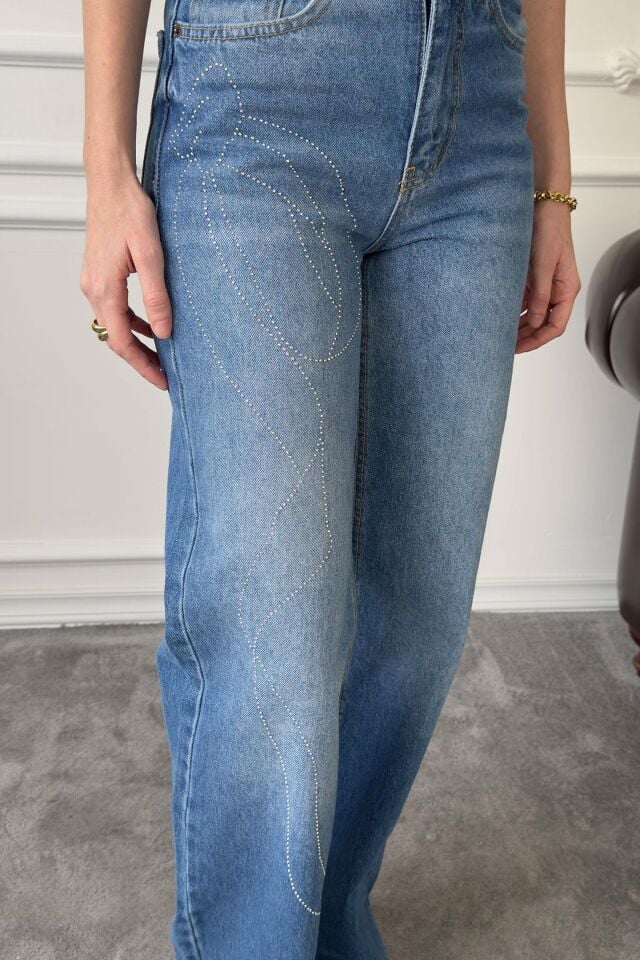 TAŞ MOTİFLİ ORJ JEAN - MAVİ