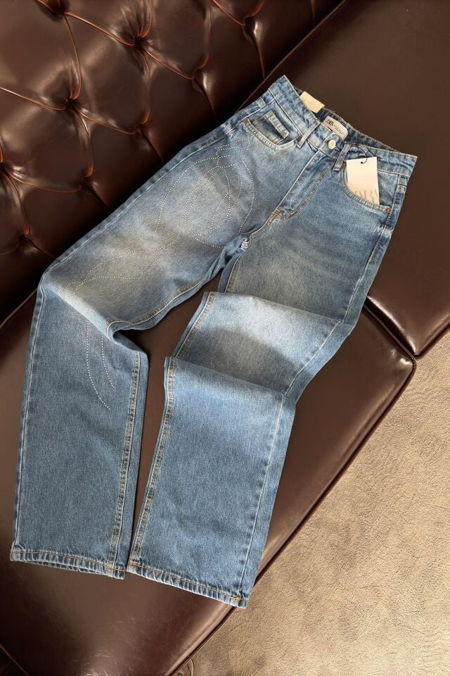 TAŞ MOTİFLİ ORJ JEAN - MAVİ