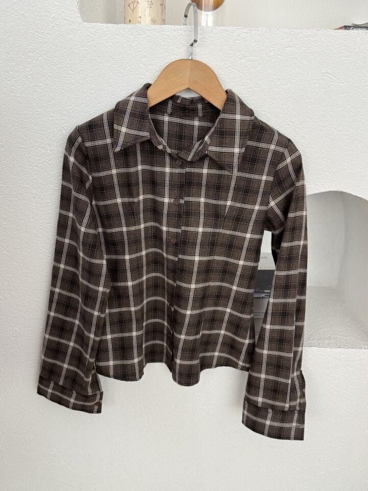 BELDEN OTURTMALI EKOSE GÖMLEK - KAHVERENGİ