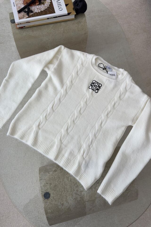 BİSİKLET YAKA ORJ. MARKA NAKIŞLI KAZAK - EKRU