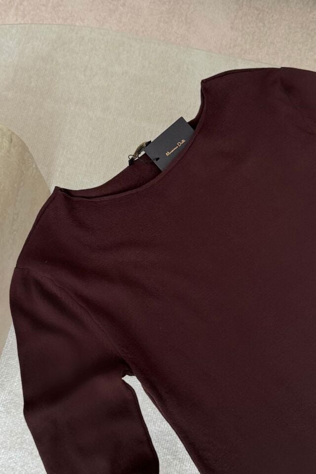 MARKA MODEL KAYIK YAKA TRİKO BLUZ - KAHVE