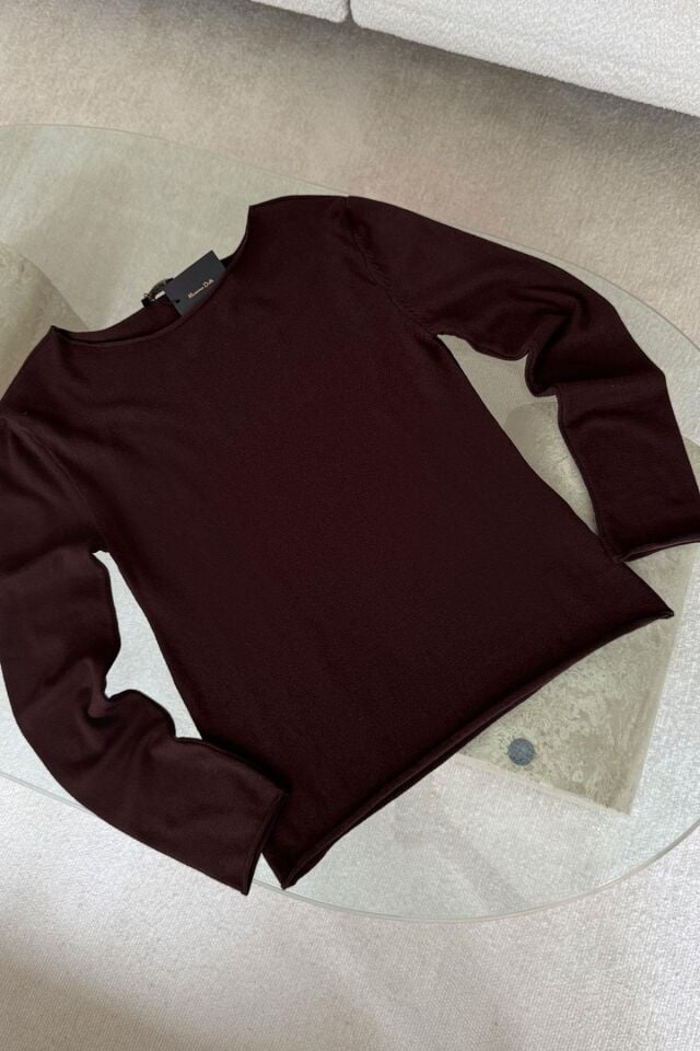 MARKA MODEL KAYIK YAKA TRİKO BLUZ - KAHVE